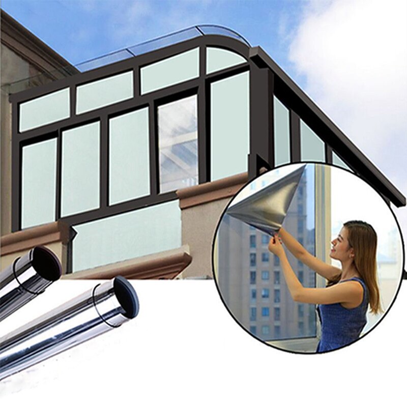 Silver Sunscreen Visor Sticker Window Film Office Bedroom Window one-way Mirror Insulation Block Sunlight Window Stickers
