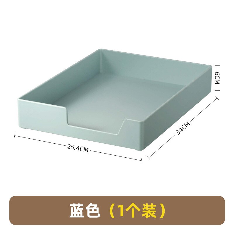 1pcs Desktop File Tray Organizer Document Paper Organizer Rack Plastic Book Shelf Storage Holder Office Stationery Storage Box: blue-1pcs