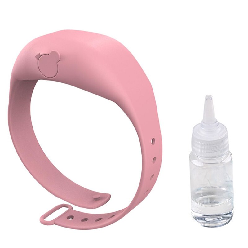 1 set vuxen barn flytande handdispenser armband bärbar återanvändbar armband armband handdesinfektionsdispenser 10ml handledsstöd: Rosa