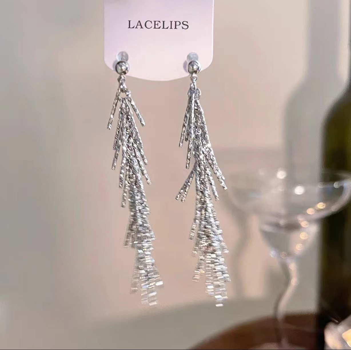 Glanzende lange oorbellen met kwastjes en glitter voor dames, lange oorbellen met kettinghangers, perfect als sieraden voor bruiloften en feestjes.: Oranje