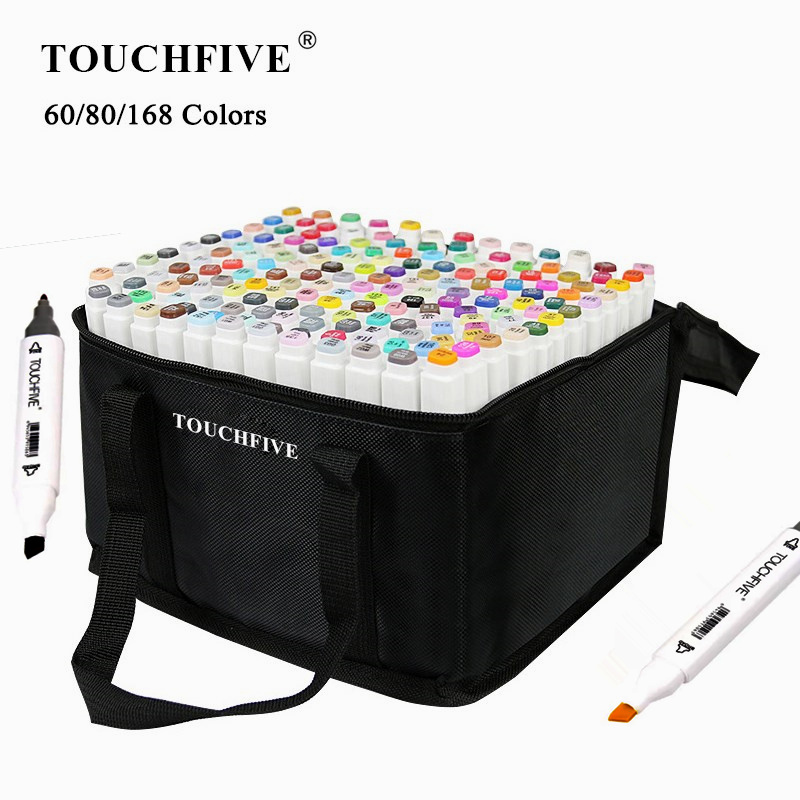 Touchfive Markers12/24/30/40/60/80/168 Farben Skizze Kunst Marker Stift Alkohol basierte Manga Marker Malerei Set Schule Kunst zubehör