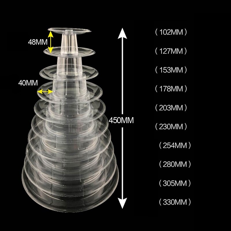 10 niveaux tour Macaron Macaron présentoir rond gâteau support PVC plateau anniversaire mariage présentoir gâteau décoration outils