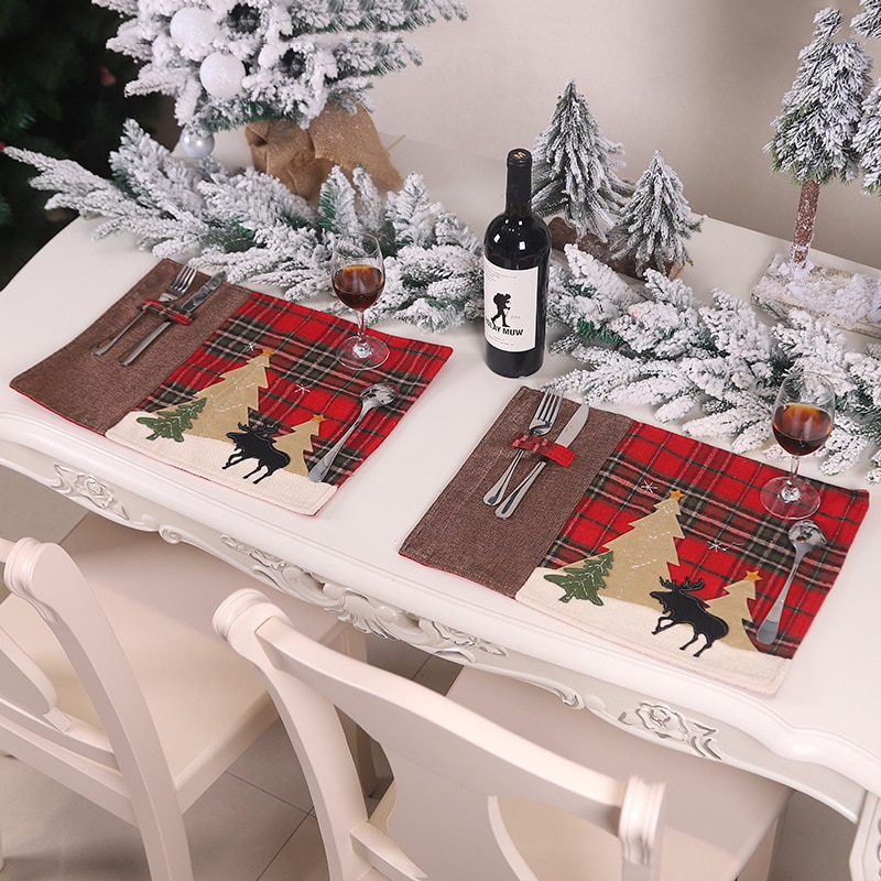 1Pc Kerst Tafel Mat Coaster Christmas Restaurant Hotel Partij Decoratie Kerst Papieren Servet