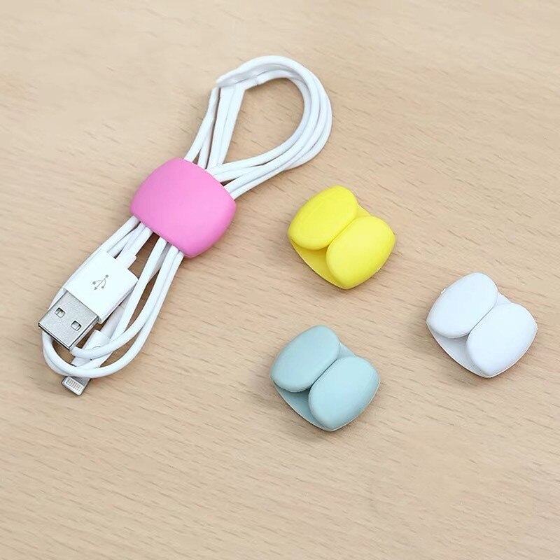 4Pcs Kabelhaspel Siliconen Kabel Organisator Vaste Clip Wire Binding Data Draad Tie Management Data Lijn Sorteren Gesp Voor iphone: Mixd Color