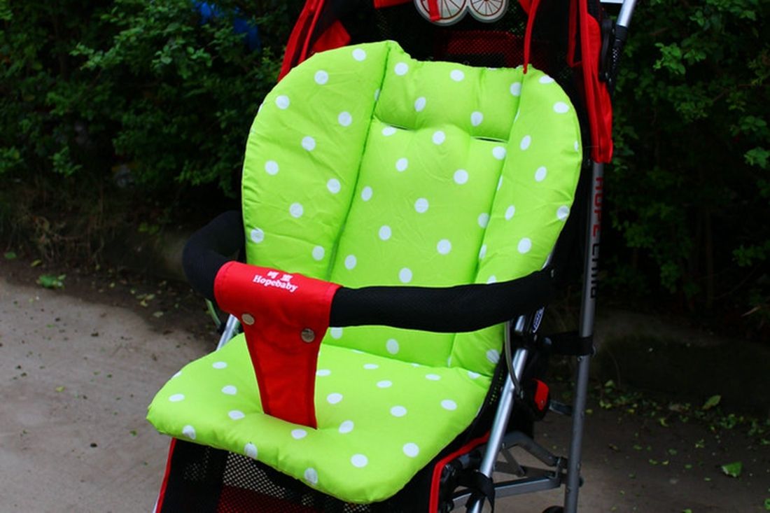 Farverig tyk baby barnevogn sæde klapvogn pude bomuldsmåtte 4 farver: Grøn