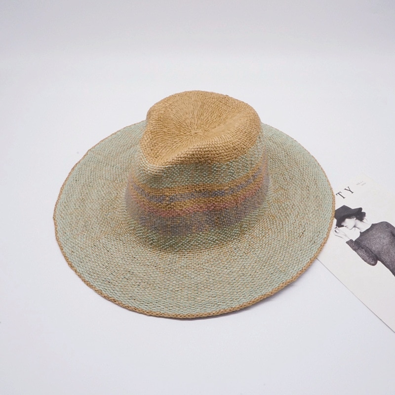 Panshi-Sombrero de paja de papel verde hecho a mano para hombre y mujer, Gorra de fieltro, color verde menta, 01909-panshi