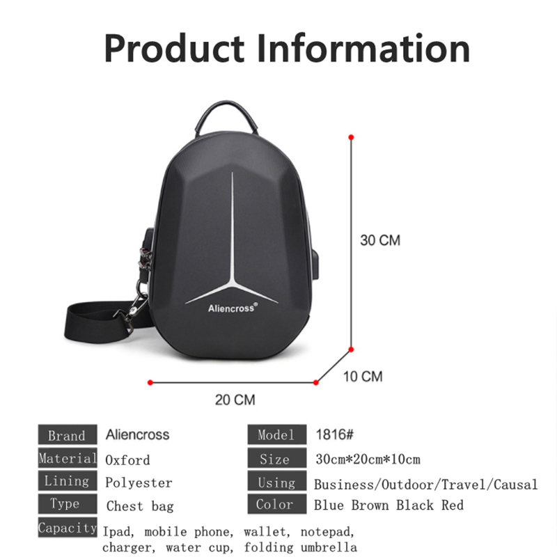 Multifunction shoulder bag for men Waterproof Short Trip Chest Bag Anti Theft Men Crossbody Bags Oxford USB Charging