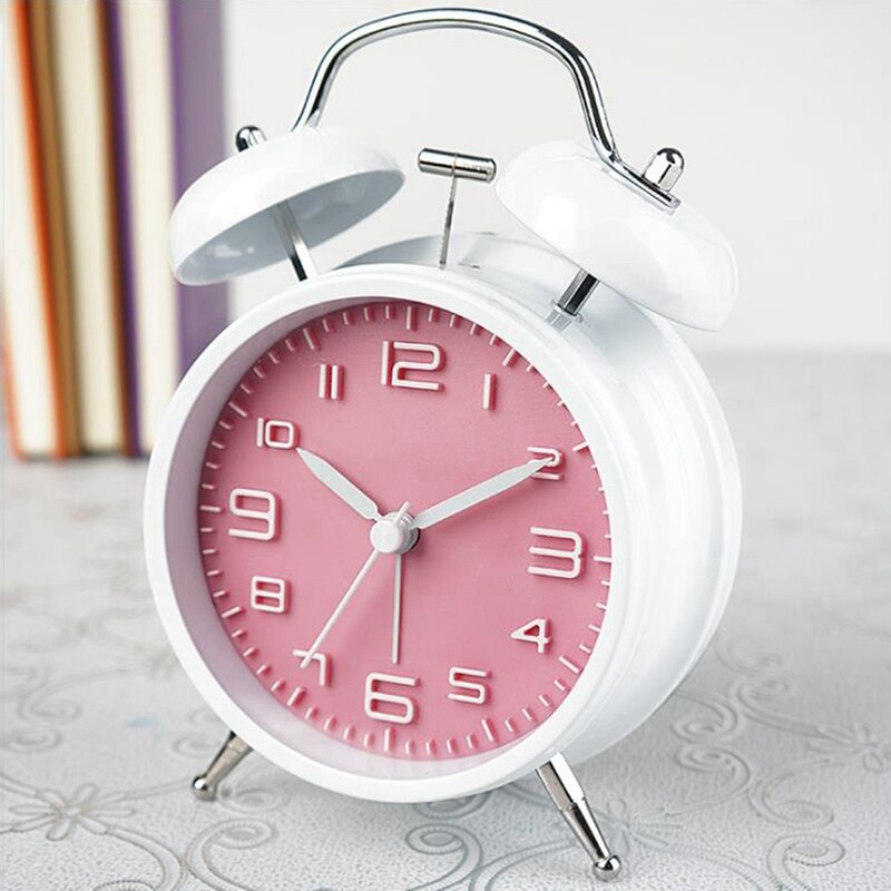 Alarma fuerte para sueño profundo, de 4 pulgadas reloj Retro, alarma de doble campana con retroiluminación para dormitorio y decoración del hogar