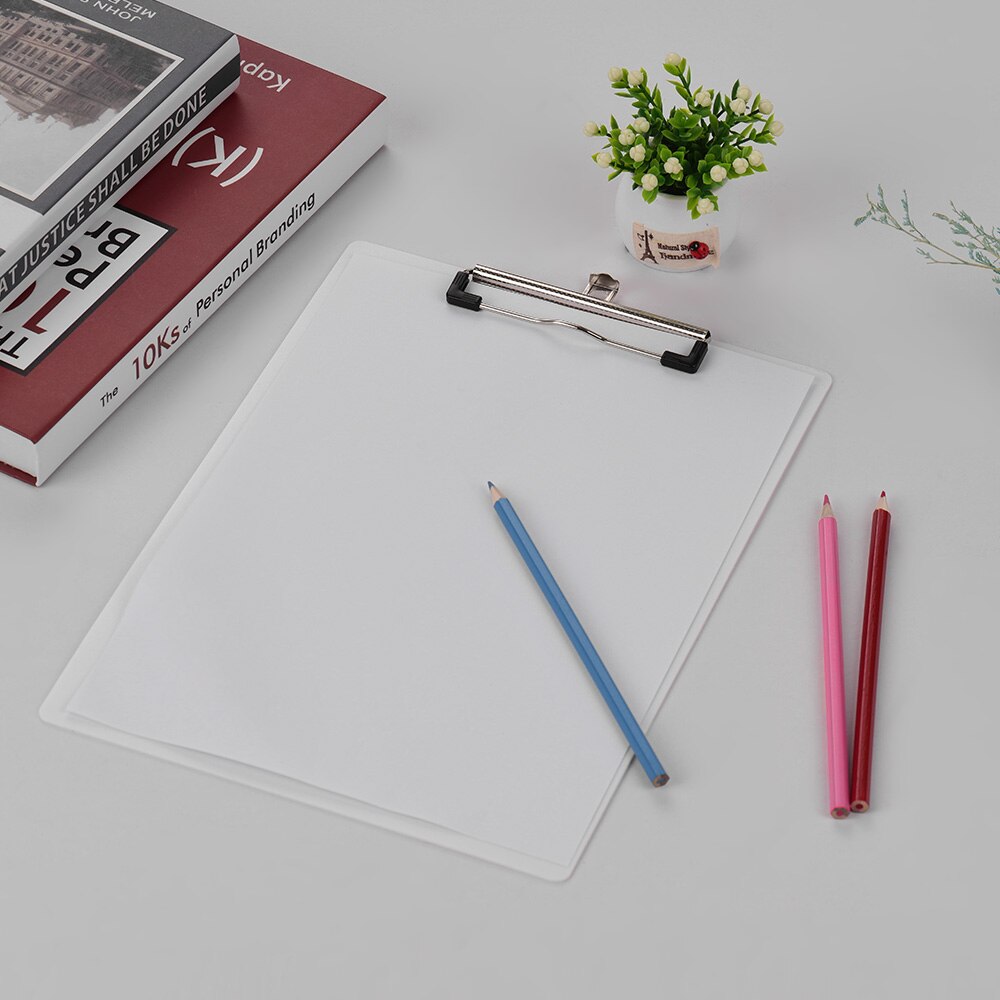 Plastikowy schowek metalowy klips notatki teczka teczka na dokumenty z wiszące pętli dostawa artykułów piśmienniczych