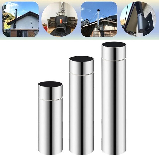 Stainless Steel Stove Exhaust Pipe Smoke Pipe Heating Stove Pipe Chimney Flue Liner Rigid Multi Fuel 20-40cm Chimney Outdoor: 40cm