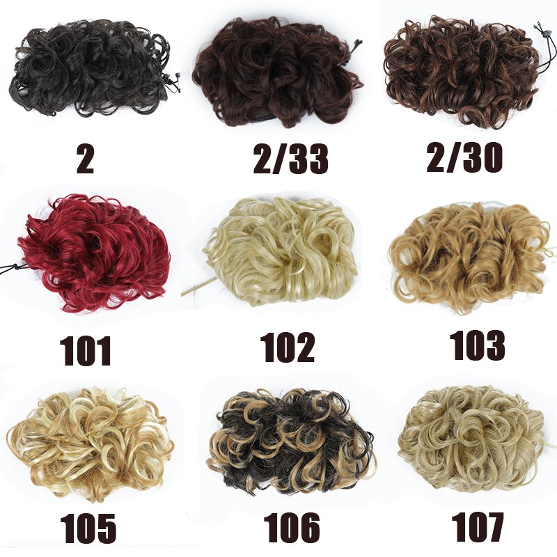 Ailiade rörigt hår bulle lockigt chignon syntetiskt hårstycke för kvinnor hår elastiskt gummiband 2 kamklämma i uppsatt hårförlängning
