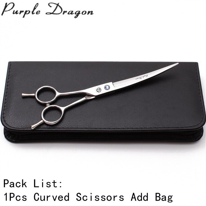 Tesoura de desbaste para cães, de mão esquerda, 7 polegadas, roxa, dragon 440c, para tosa, reto, tesoura curva, tesoura para animais de estimação, z4006: Z4006 Yin UC 7Y