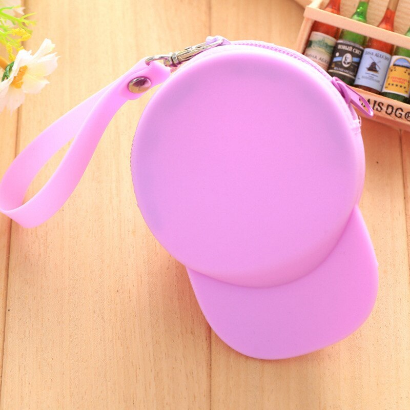 Bonito carteira kawaii chapéu doces cor silicone moeda bolsa chave carteira fone de ouvido organizador caixa de armazenamento bolso