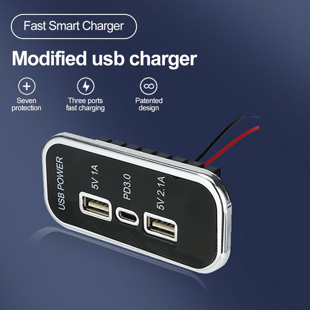 35.5W PD3.0 Autolader Socket Dual USB 3.1A Type-C Snel Opladen Splitter Outlet Power Adapter Voor motorfiets Vrachtwagen ATV Boot RV