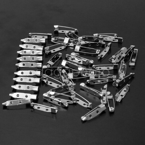 50Pcs 2-Hole Safety Brooch Back Bar Pins Badge Broach Fastener Findings