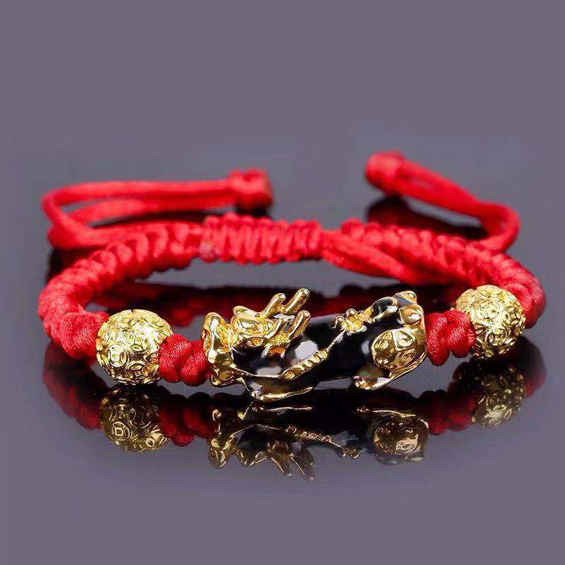 Chinese Stijl Feng Shui Pi Xiu Armband &amp; Bangle Mode Geluk Rode Touw Weven Bedelarmband Brengen Rijkdom Gezondheid sieraden: Red-B