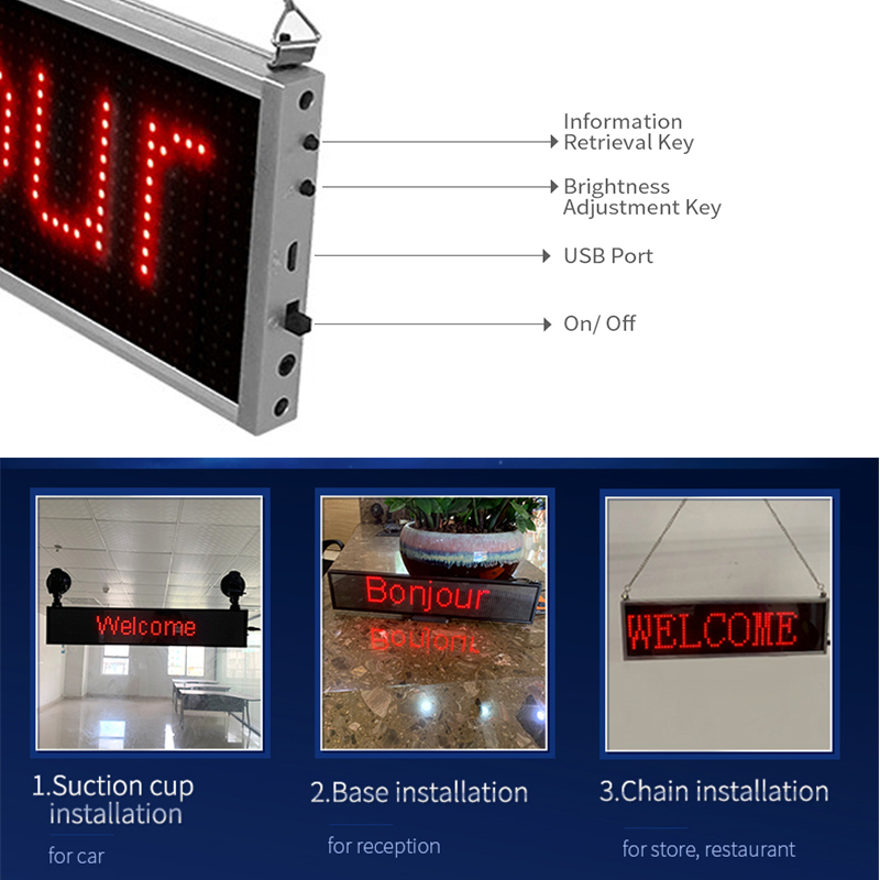 P5 34CM Ultra Thin LED Message Board Business Scrolling Display Screen Working with Smartphone and Tablet Programmable LED Sign