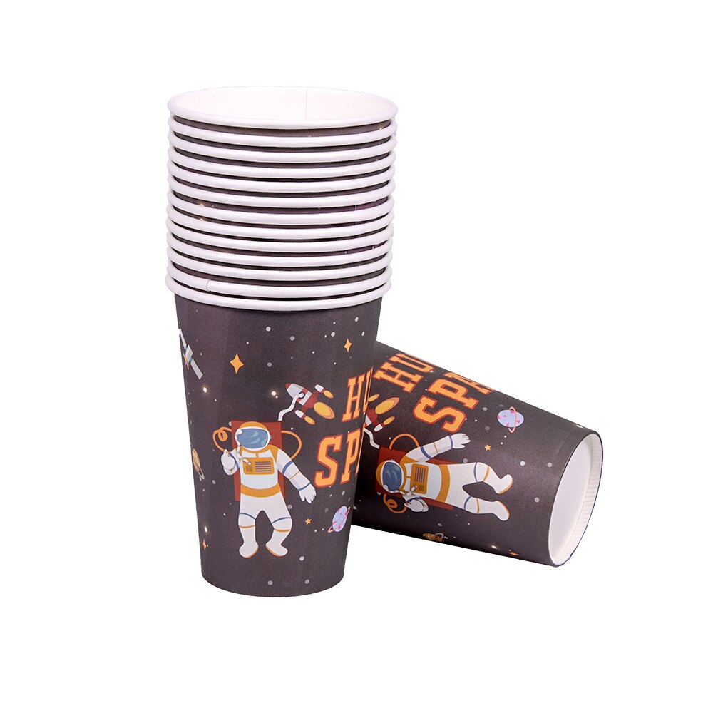 10PCS Outer Space Party Supplies disposable plate Astronaut Planet Theme Disposable Dinnerware Set Children Birthday Paper plate: 10PCS 9oz Cups