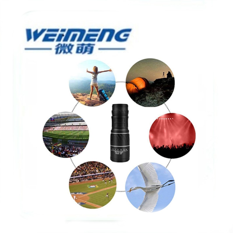 Weimeng 16X52 hd monoculaire/télescope unique 66 M/8000 M réglage de la mise au point Vision film vert haute puissance HD nuit télescope ZOOM