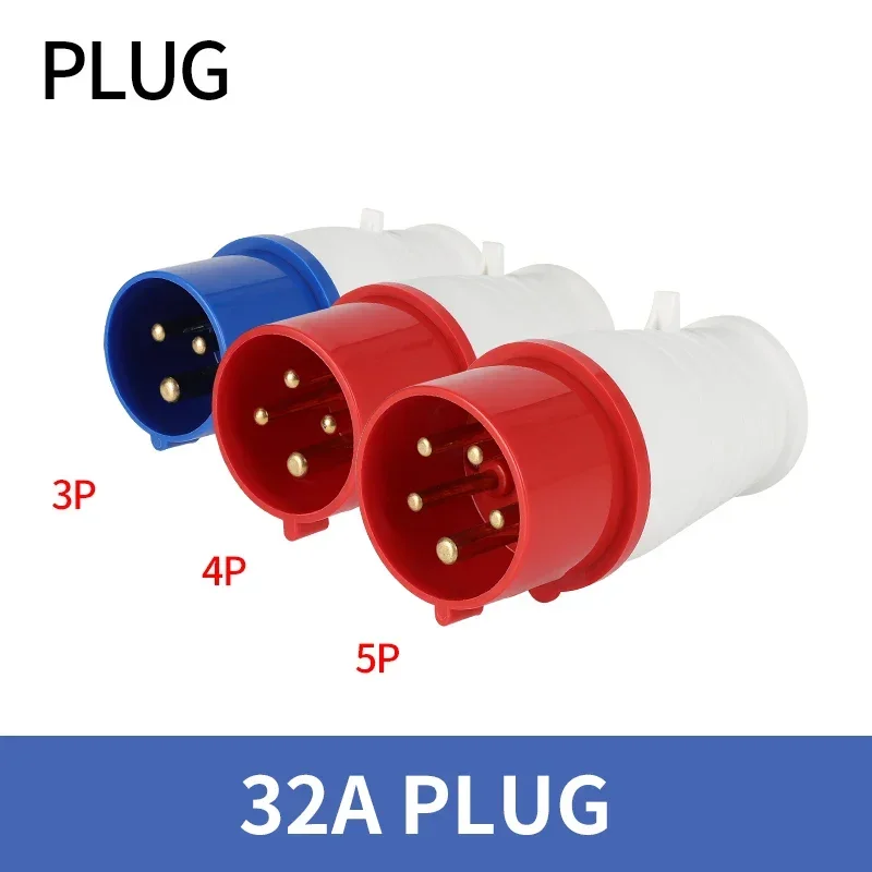 5 Stuks Industriële Stekker En Stopcontact Waterdichte Connector 3pin 4pin 5pin 16a/32a Waterdichte Elektrische Aansluiting Muurbevestiging: Ivoor / 3P