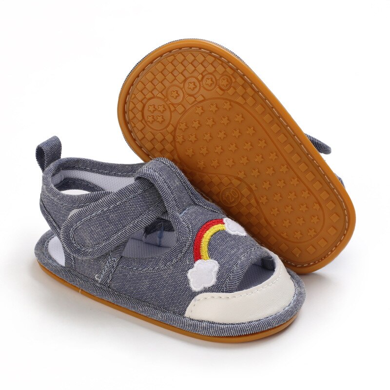 Sommersandalen für babys (jungen und mädchen) aus atmungsaktivem Segeltuch mit rutschfester sohle – süße lauflernschuhe für kleinkinder.: Grau / 13-18 monate