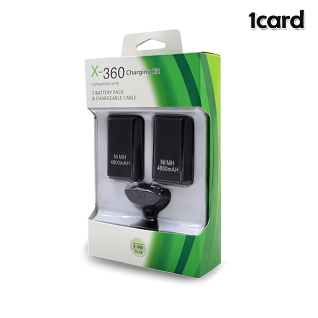 4800mah Rechargeable Ni-mh Batteries + USB Charging Charger Cable For Xbox 360 Wireless Controller EM88 Replacement Battery Pack: 1 card