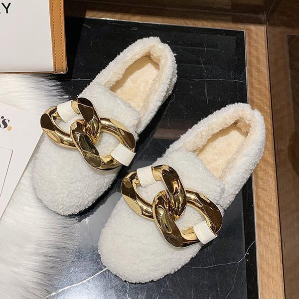 Frauen Schuhe Herbst Runde Zehe Halbschuhe Pelz Modis Unterhose-an lässig Weibliche Turnschuhe Herbst Winter Mokassin Unterhose Auf neue Herde: 2 / 38