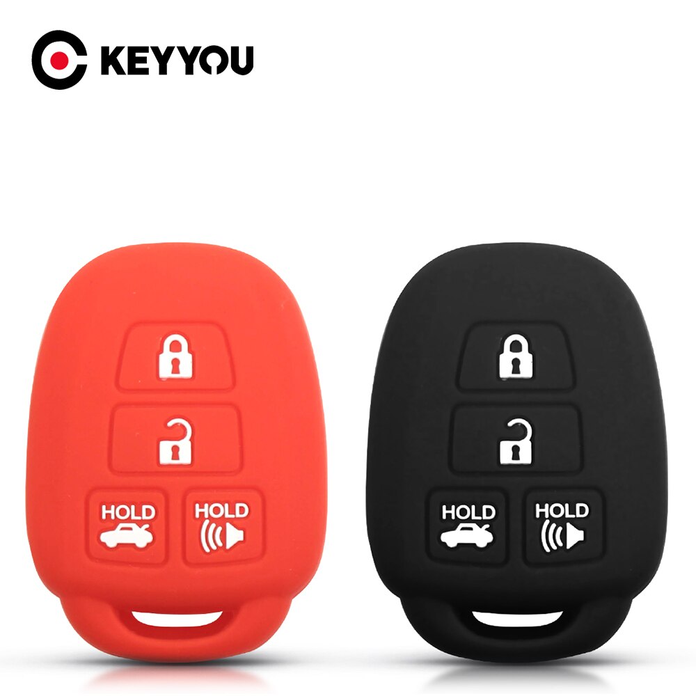 Keyyou Sleutelhangers Voor Toyota Camry Corolla RAV4 Vios Prius C Highlander Autosleutel Siliconen case Key 4 Knoppen