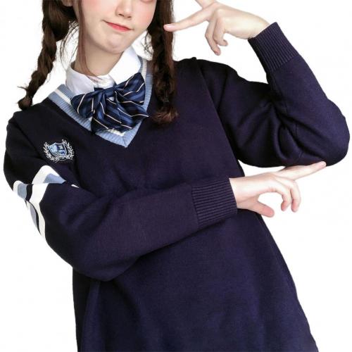 Suéter suave ropa deportiva mujer joven escuela Top de punto para citas: Navy Blue / L