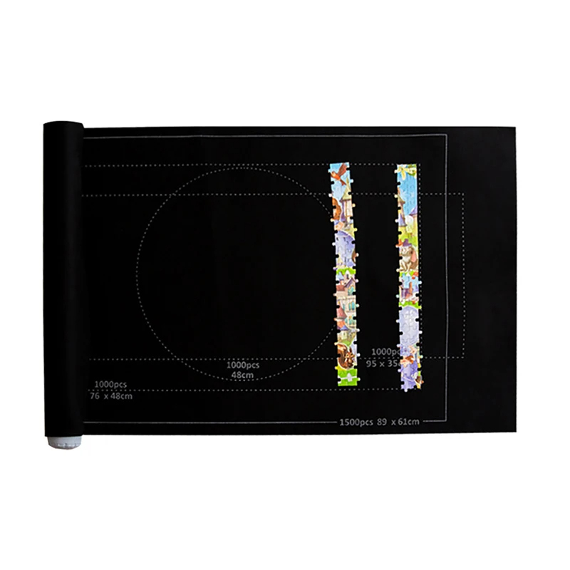 Puzzles Pad Jigsaw Roll Filz Matte Playmat Puzzles Decke für bis zu 1500 Teile Puzzle Zubehör Neue tragbare Reise Aufbewahrungstasche: Black
