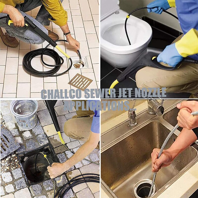 Pressure Washer Sewer Jetter Nozzle with Stainless Steel, Durable Sewer Jet Nozzle,1/4Inch Quickly Connector