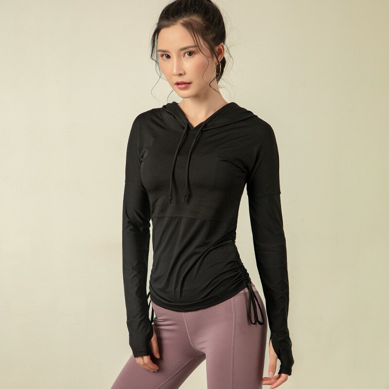 Sportkläder kör fitness kvinnor snabbtorkande toppar långärmad hoodie sportskjorta gym löpning träning yoga topp andas kappa