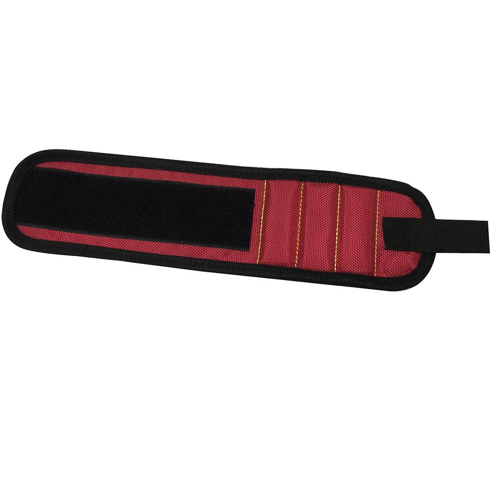 Muñequera magnética resistente, vendas de soporte de muñeca ajustables para tornillos, tuercas, pernos, herramienta de Portabrocas, Correa: Rojo