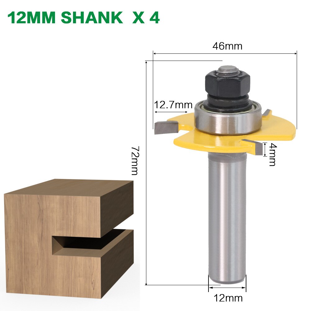 1pc 1/2 &quot; 1/4 &quot; 6mm 8mm 12mm skaft fræser træskærer rille samling samling fræser bit sæt træ fræser værktøjer til snedkerarbejde