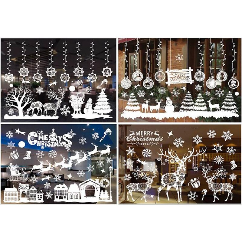 Jaar Vrolijk Kerstfeest Muurstickers Vensterglas Stickers Kerst Decoraties Voor Huis Kerst Ornamenten Xmas