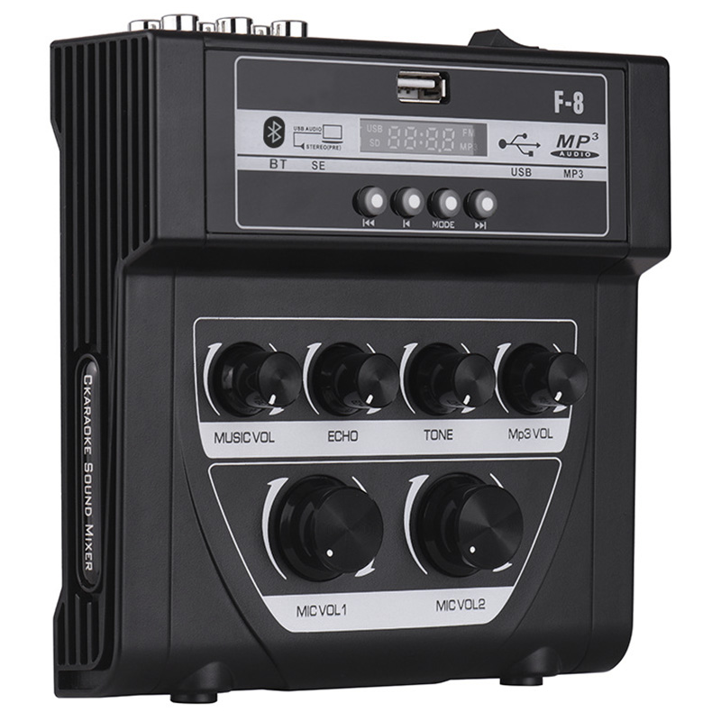 Husstand o mixer lyd mini karaoke mikrofon stereo ekko mixer støtte bt optagelse  mp3 us stik