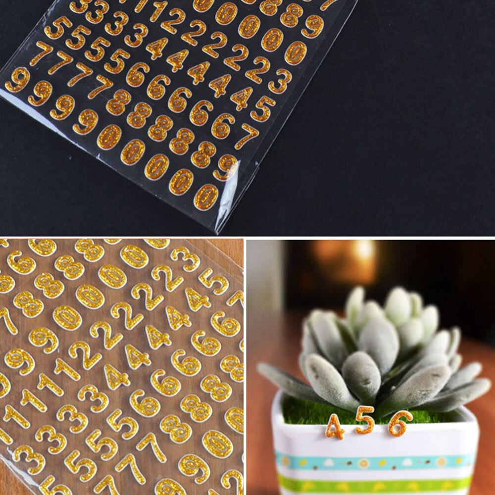 6 Sheets Colorful Letter Glitter Stickers Numbers Alphabet Stickers DIY Stock Stickers (Random Pattern)