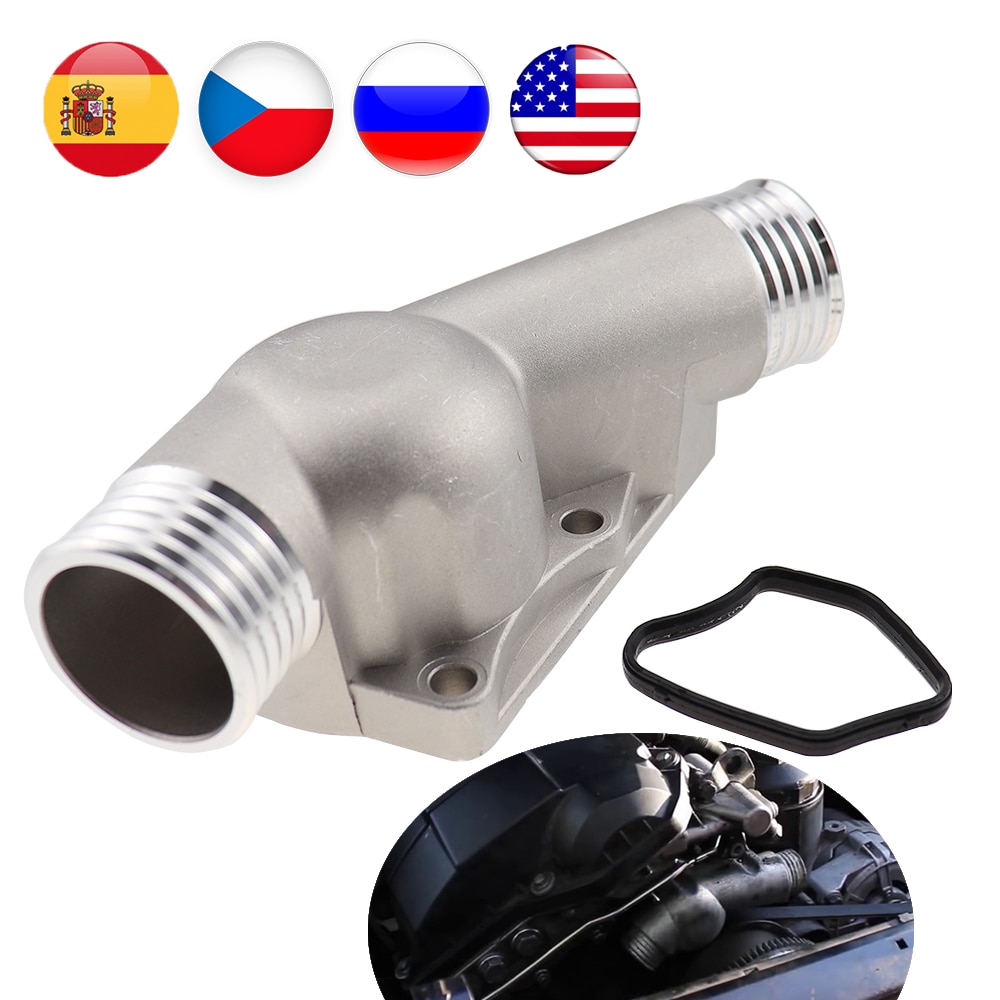 Obudowa termostatu pokrowiec na bmw 525i 325i M3 Z3 E34 E36 z uszczelką fabrycznie nowy aluminium 11531722531 11531740437 polerowane