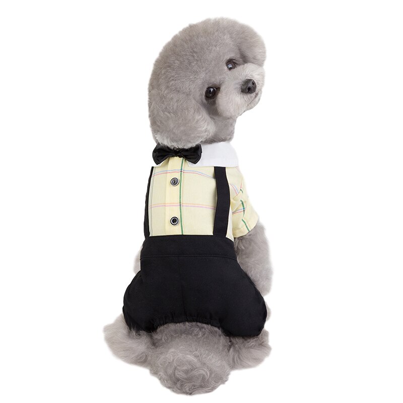 Tassband söt hund jumpsuit kostym husdjur student uniform liten hund kläder mjuk valp kjol hund klänning husdjur kläder för hund ropa perro: Gul jumpsuit / Xxl