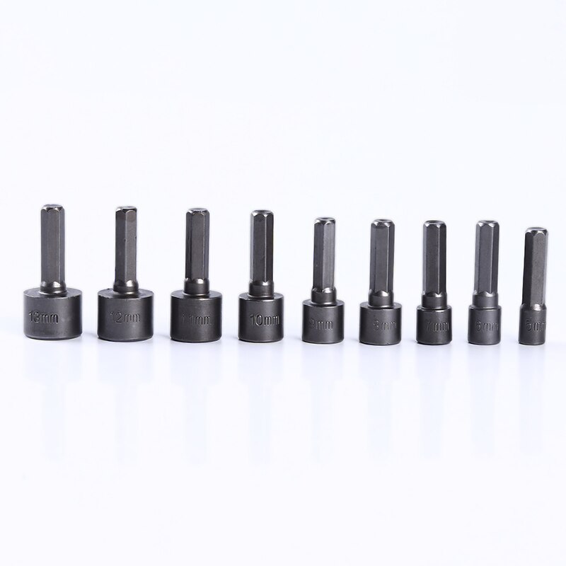 Hand Tools Socket 9pcs/set Power Nut Driver Drill Bit Set Metric Socket Wrench Screw 1/4'' Driver Hex Herramientas: Default Title