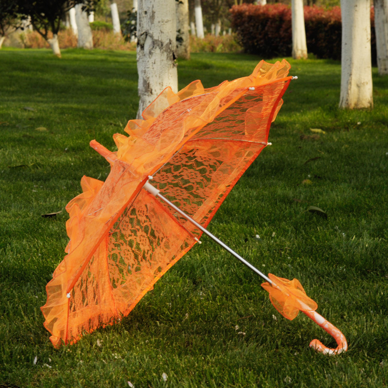 50/60cm Holzgriff Spitze Handwerk Regenschirm Promi schwarz Spitze Regenschirm Sonnenschirm Hochzeit Fotografie Braut Regenschirm Dekor: Schokolade