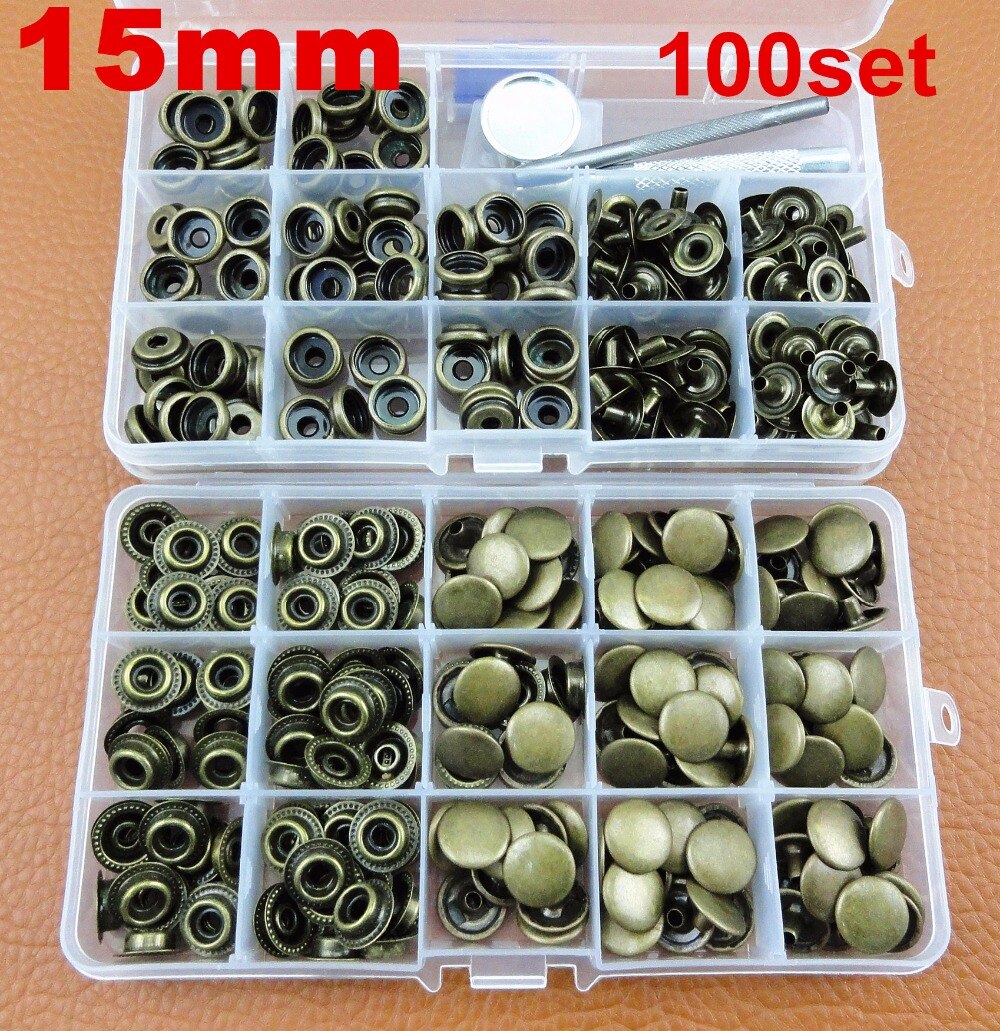 16 arten 12,5-15mm Leder Handwerk Heavy Duty Druckknöpfe Presse Stud Taste Werkzeug Set Nähen Stich Kanten rillen Cutter Messer