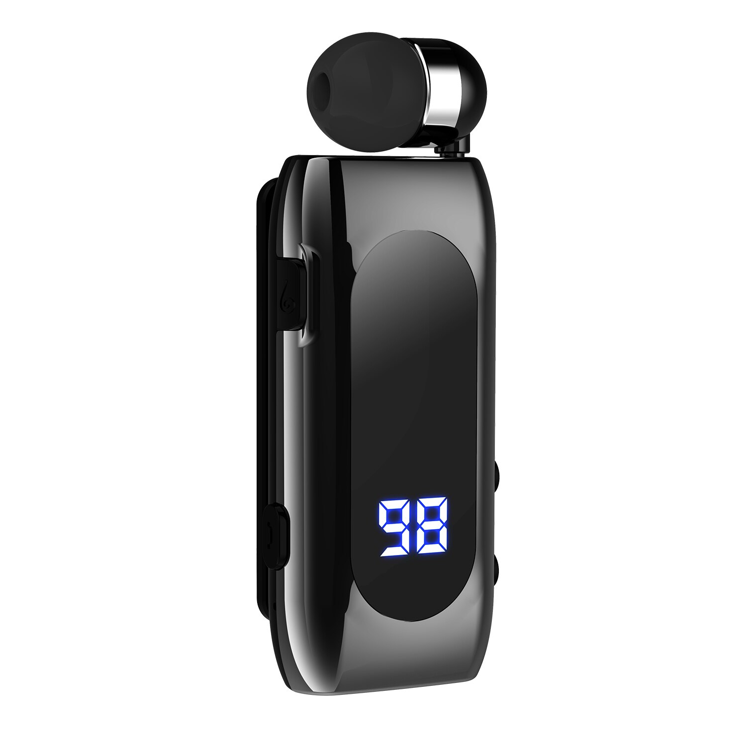 K55 Lavalier Business Bluetooth 5.2 słuchawki rozmów/czas muzyki 20 godzin, cyfrowy wyświetlacz LED, bezprzewodowe słuchawki z redukcją szumów: Czerwony