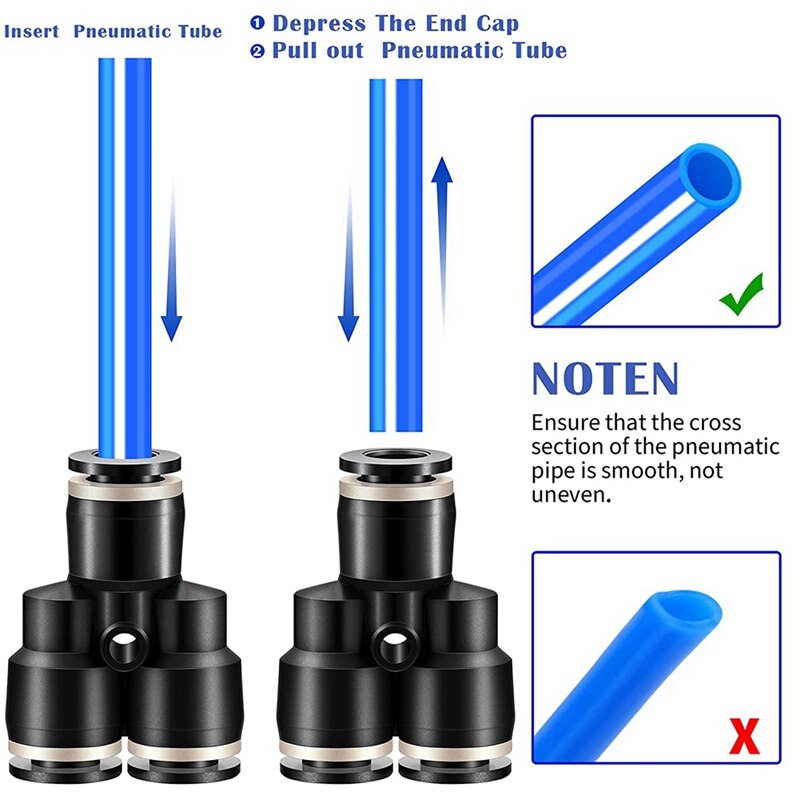 -Push To Connect Fittings Air Line Pneumatic Fittings Kit 60 Pieces Quick Release Pneumatic Connectors Air Line Fittings
