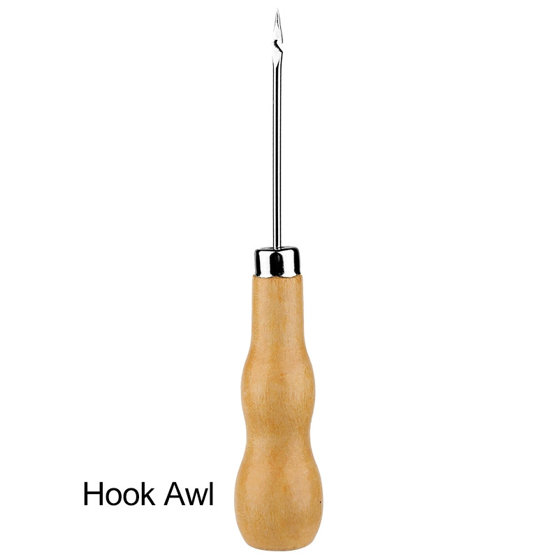 Punzón de costura con mango de madera, herramienta de punzón para rascar, punzonado para bolsa de cuero, herramienta de reparación de zapatos de costura hecha a mano, 1 ud.: Verde claro