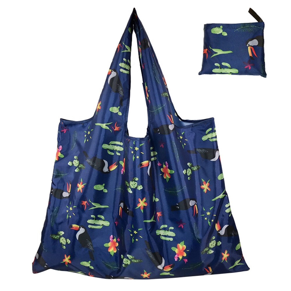 Foldable Shopping Bags Eco Reusable Storage Bags Cartoon Animal Floral Fruit Pattern Sundries Organizer Bags 56x46cm 1PC