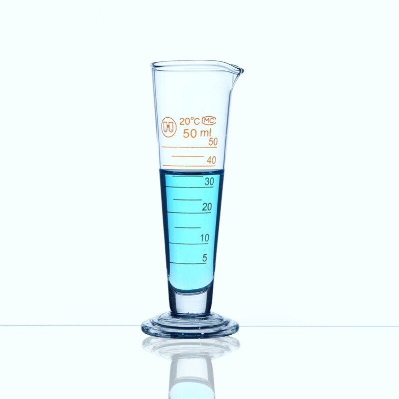 Linyeyue 50ml gradueret konisk glas målebæger måleglas trekant bægerglas laboratorium cylinder kemi udstyr