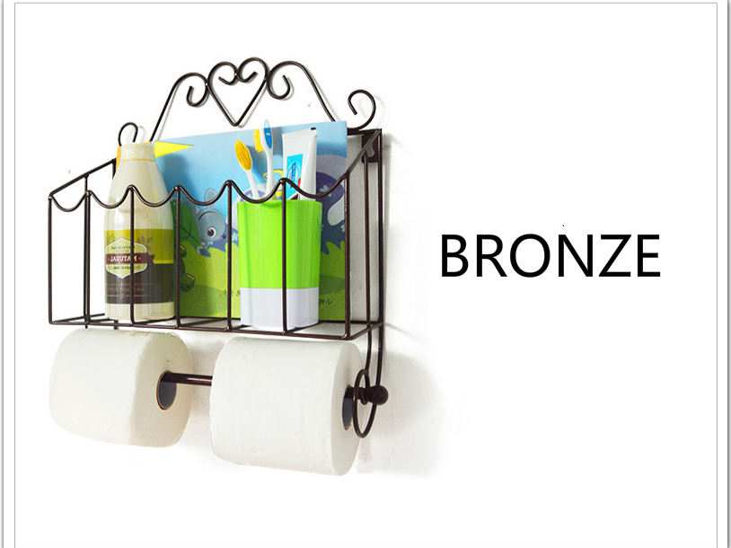 Metal badeværelsesmagasin avisstativ badeværelsespapirstativ opbevaringsstativ 34*9.5*36.5cm papirholder: Bronze