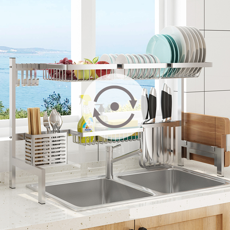 DIY Drain Basket Sink Organizer Stainless Steel Dish Rack Fruit Baskets Dish Drying Rack Organization Shelf Kitchen Accessories