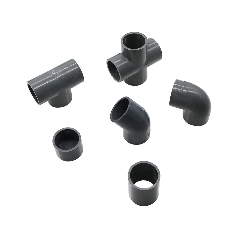 Grey PVC Pipe Connector Inner Diameter 20mm Pipe Connector Garden Water Pipe Joint Adapter Elbow Straight Cross Tee Couplings